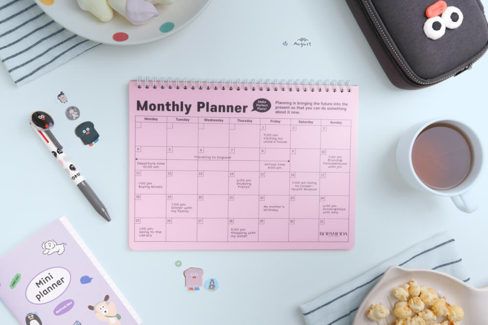 สมุดแพลนเนอร์ PP month planner สีชมพู